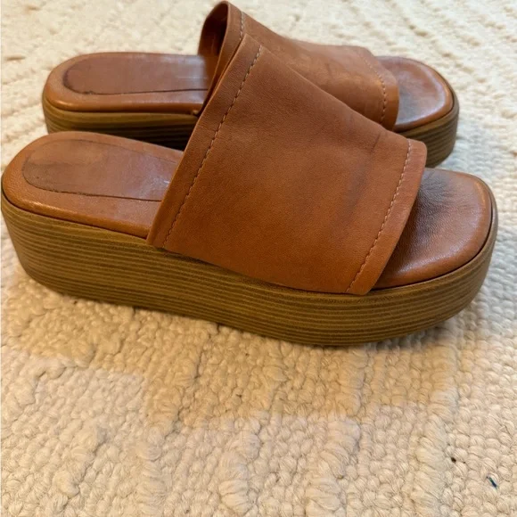 Dolce Vita Women’s Brown Leather Platform Sandals Size 10 - Picture 6 of 7